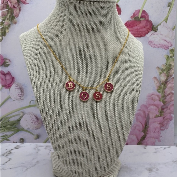 2 for$15 -Boss custom pink and gold pendant charm necklace - Picture 1 of 2